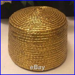 Yves St Laurent Rive Gauche Metallic Gold Weave Hat