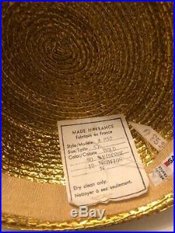 Yves St Laurent Rive Gauche Metallic Gold Weave Hat